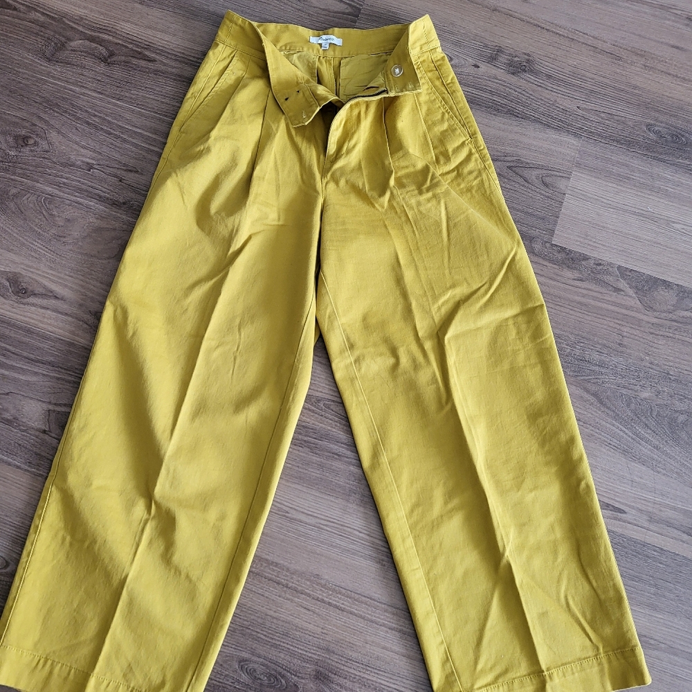 Madewell Yellow Trousers Straight-Leg Cotton